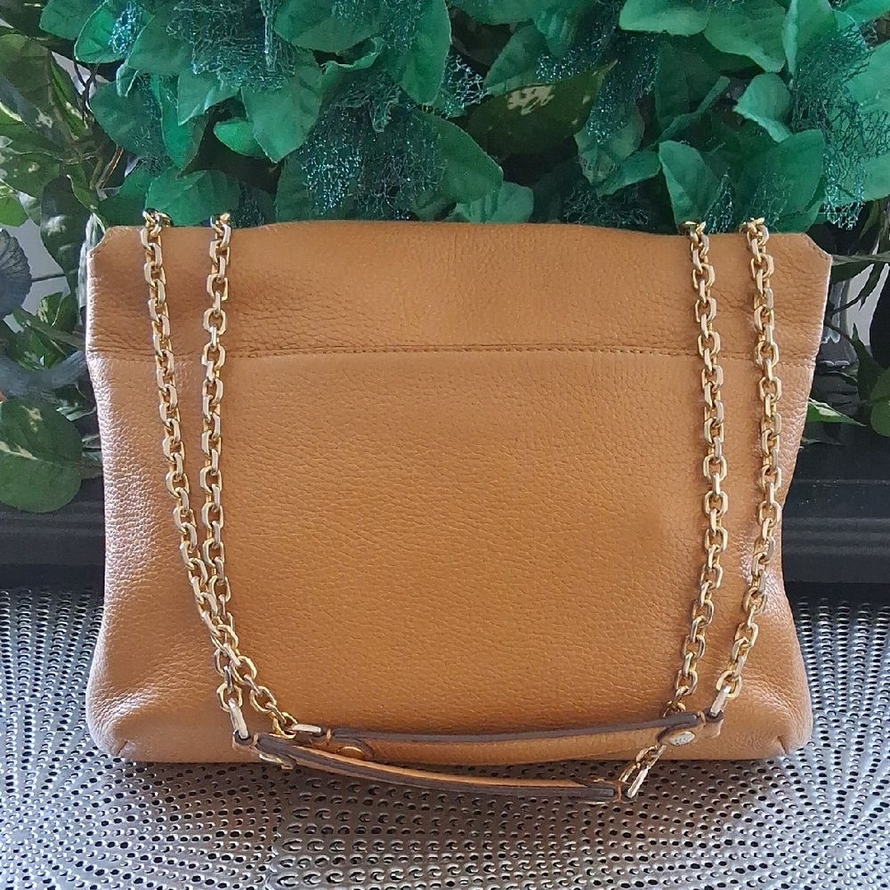 MCM Brown Leather Shoulder Bag with Gold Accents - Picture 2 of 6